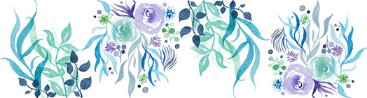 Motif aquarelle fleurs couleurs froides CatMat